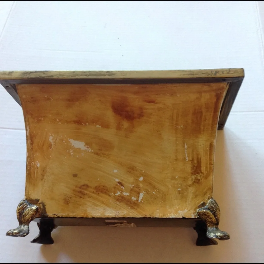 Gold Metal Marbled Planter Bin Accent